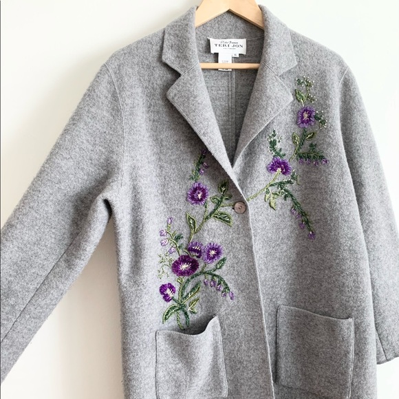 SOLD!Vintage Rickie Freeman for Teri Jon Grey Coat - Picture 12 of 14